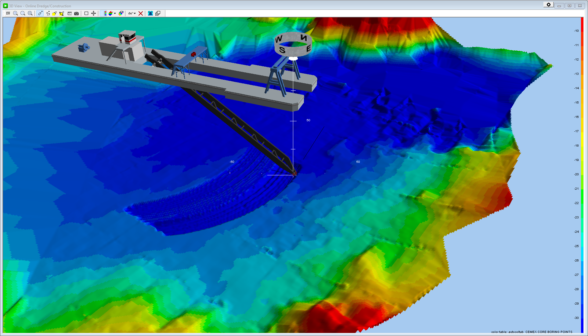 Dredge Vessel With Underwater Terrain Map