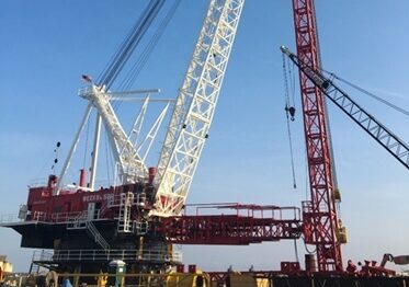 Pile Driver Rig Mounted On Barge