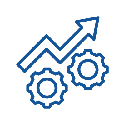 icon with gears with arrow above